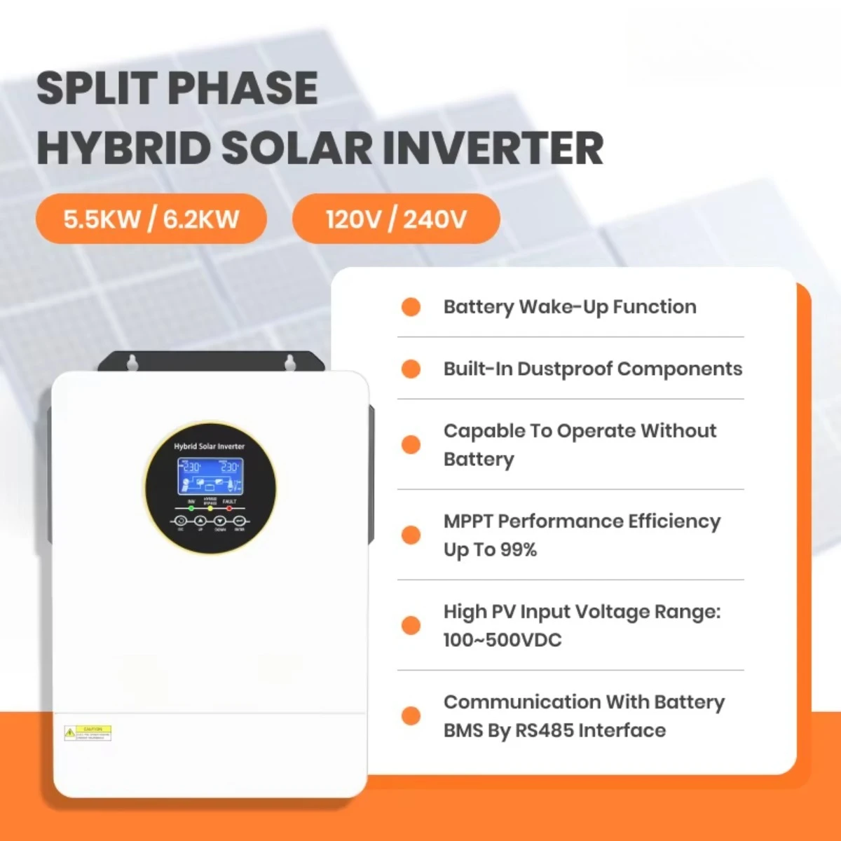 Гибридный солнечный инвертор 3 – обзор и цена Hybrid Solar Inverter 5.5Kw Mppt 48V