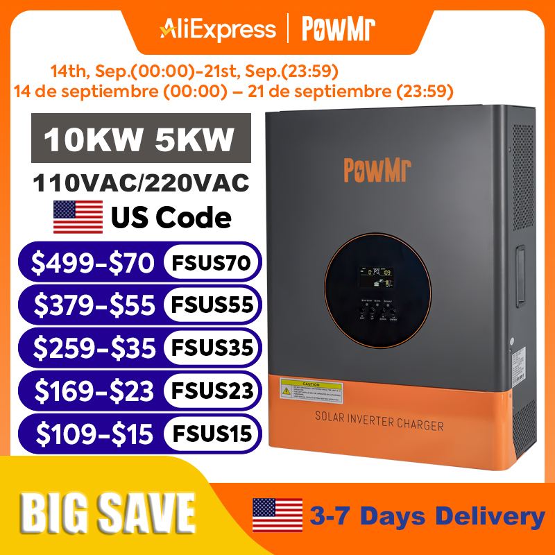Инвертор PowMr 10 кВт/5 кВт, д – обзор и цена Split Phase Inverter 10Kw 110V 220V